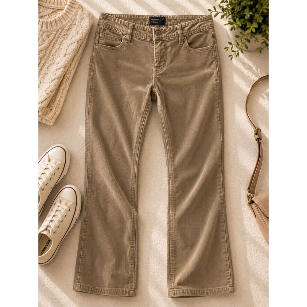 American Eagle Brown Flex Corduroy Straight Leg Pant Womens Size 31x27 (781